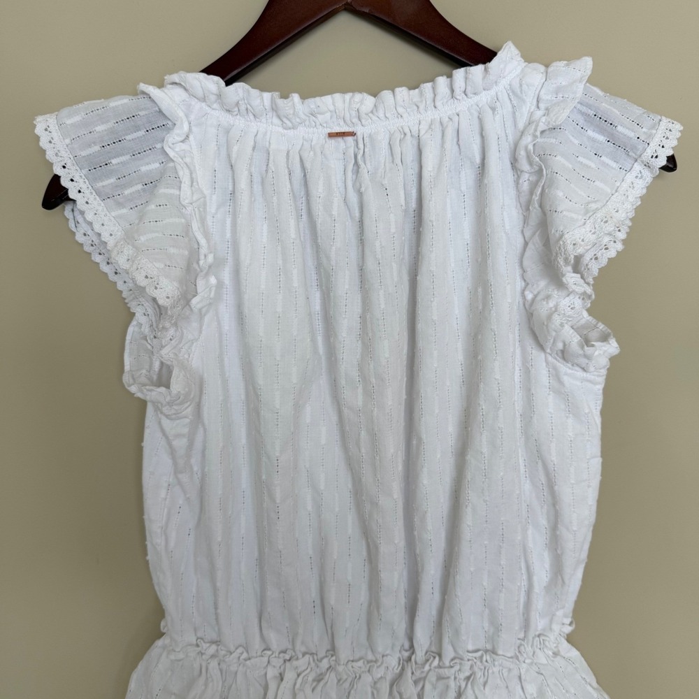 Misa Los Angeles Lilian Ruffle Mini Dress in White Cotton Size XS Party - Picture 8 of 13